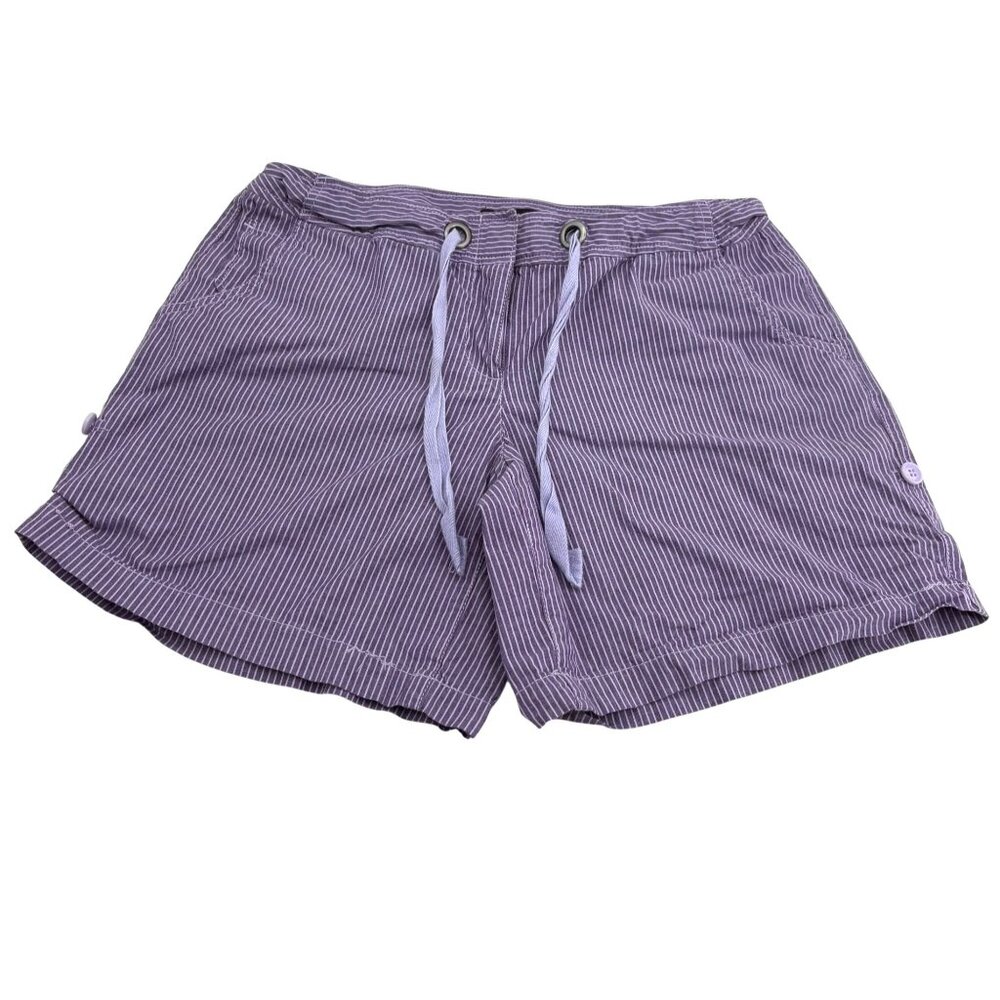 New‎ York & Company Womens Purple Striped Drawstring Shorts Size 8